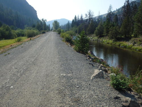 GDMBR: Pedaling parallel to the Interstate Highway (I-15).
